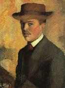 August Macke Self Portrait with Hat  qq oil on canvas